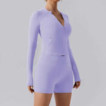 Autumn High Elastic Gym Sports Top Women Long Sleeve Cardigan Slim-fit Zipper Namma Markt