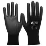 NITRAS Nylonhandschuhe, schwarz, PU-beschichtet, teilbeschichtet