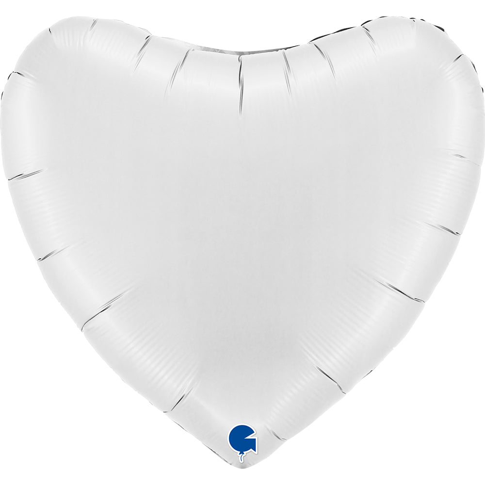 36"/Ø91cm Folienballon Uni Herz | Weiß Satin