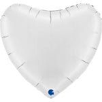 36"/Ø91cm Folienballon Uni Herz | Weiß Satin