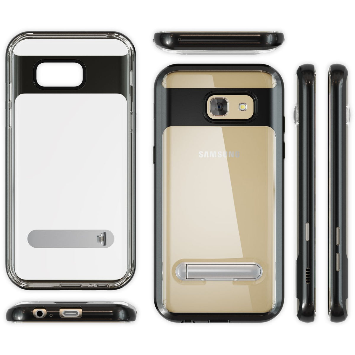 NALIA Ständer Hülle kompatibel mit Samsung Galaxy A5 2017, Silikon Handyhülle Case Transparent Dünn mit Standfunktion, Ultra-Slim Handy-Tasche Schutz-Hülle Back-Cover Etui Bumper