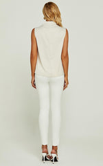High Neck Sleeveless Blouse In Oyster