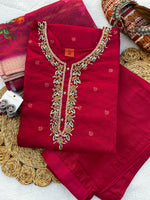 Handwork  Banarasi Jacquard Silk Kurta Dupatta Bottom Set