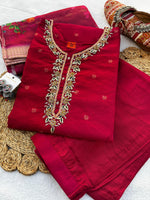 Handwork  Banarasi Jacquard Silk Kurta Dupatta Bottom Set