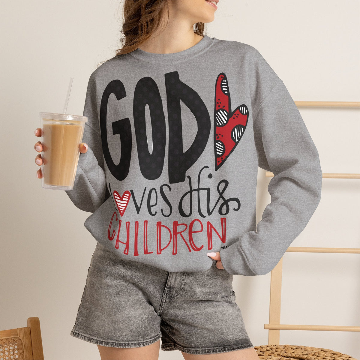 Gott liebt Seine Kinder Sweatshirt – Faith-Crewneck für Kinder und Familie