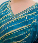 Blue Lehariya Print A-Line Suit Set In Germany