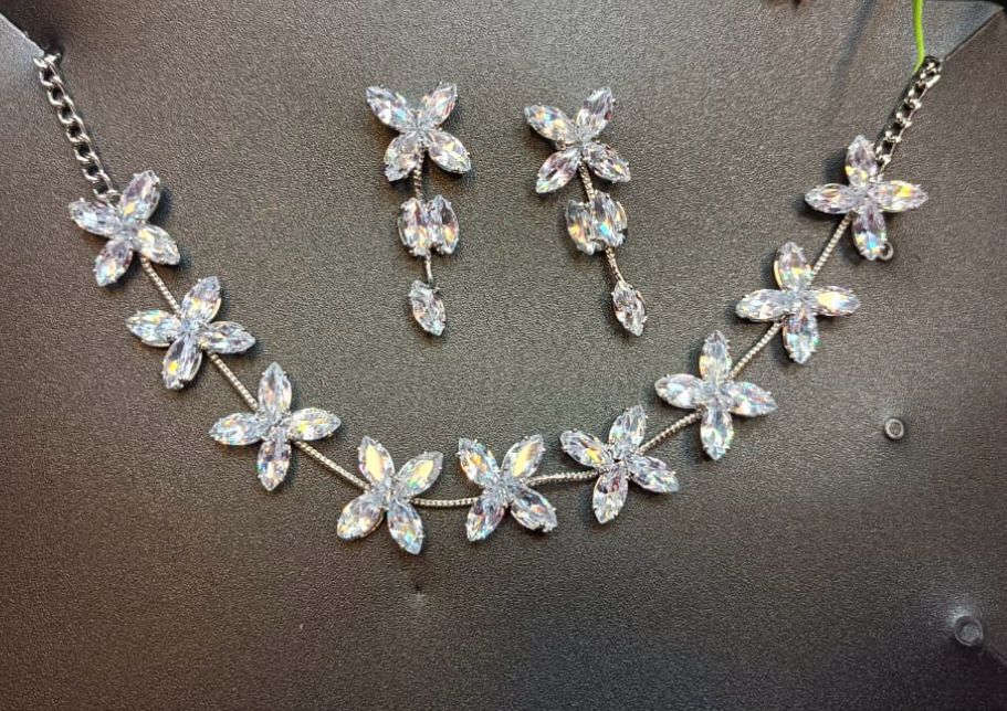 Silver-Plated & White CZ-Studded Jewellery Set Namma Markt