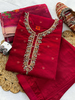 Handwork  Banarasi Jacquard Silk Kurta Dupatta Bottom Set