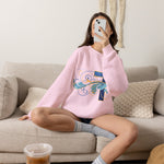 ESTID Unisex Crewneck Pullover | Blaues Kreuz & Wellen-Ornament
