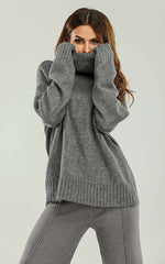 Wool Blanket Jumper Top With High Neck In Grey Namma Markt