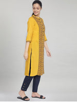 Women Yellow Ethnic Motifs Printed Kurta
