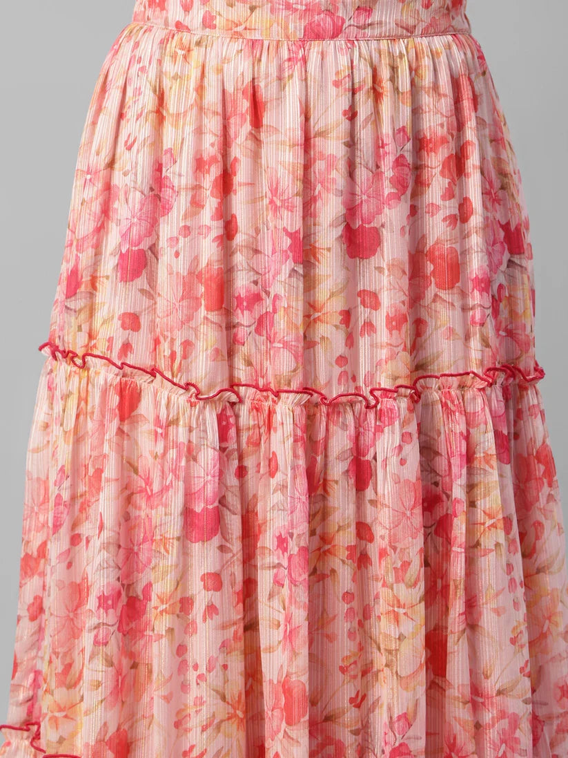 Women's Floral Printed Tiered Maxi Skirt in Berlin