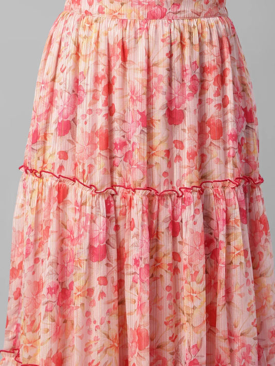Women's Floral Printed Tiered Maxi Skirt in Berlin