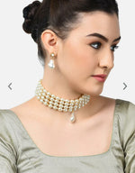 Pearls Gold Plated White Pearl Beaded Jewellery Set