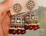 Gold-Plated Dome Shaped Kundan Studded Jhumkas