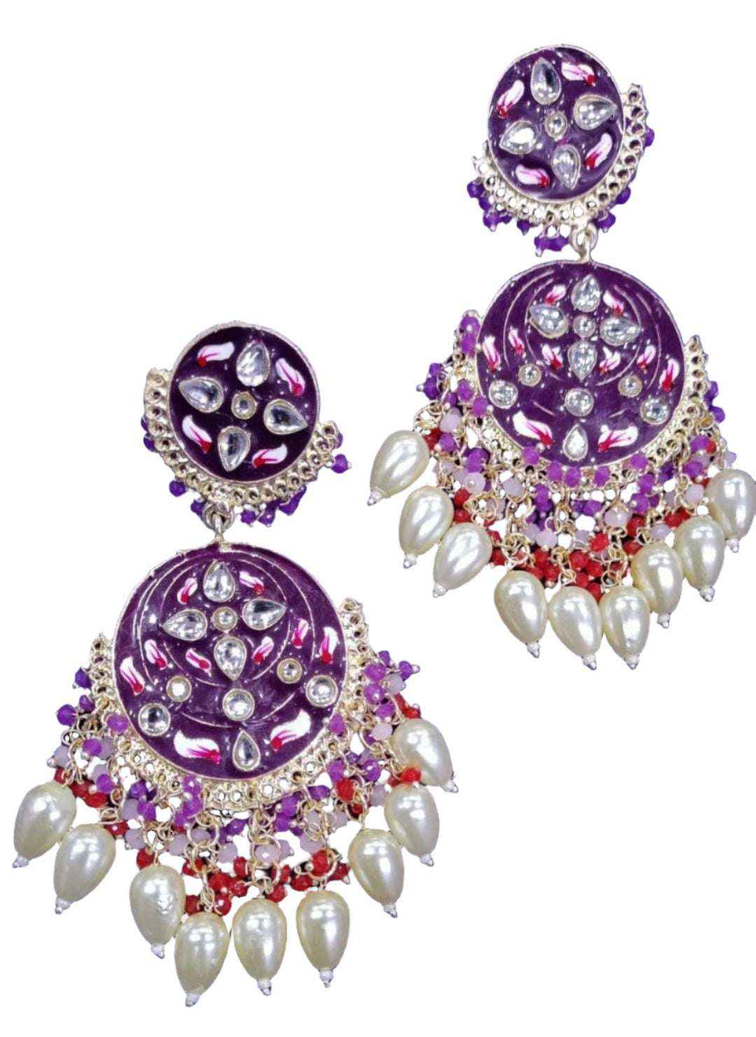 Chandbali Earrings(Purple Color)