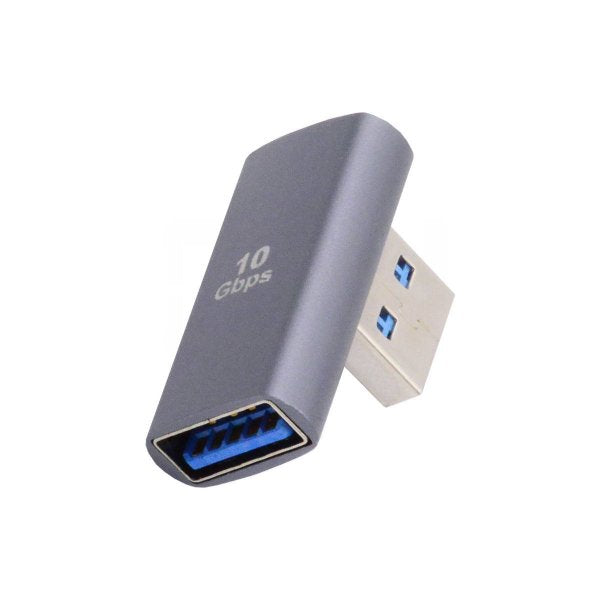 USB 3.0 Gen 2 Adapter Typ A Buchse zu Stecker Winkel Kabel in Grau | System-S