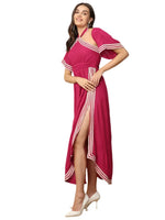 Magenta A Line Slit Dress For Women in Berlin
