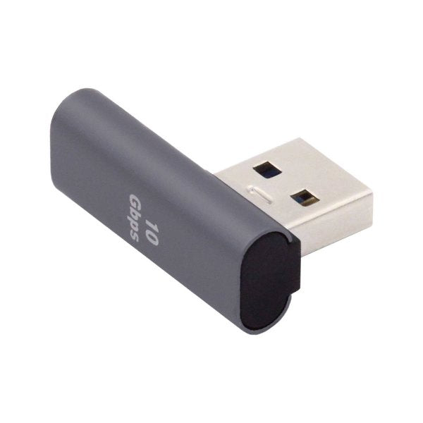 USB 3.1 Gen 2 Adapter Typ C Buchse zu 3.0 Typ A Stecker Winkel Kabel in Grau | System-S
