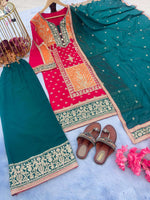 New Đěsigner Party Wear  Suit Look Top Plazzo & Dupatta Set