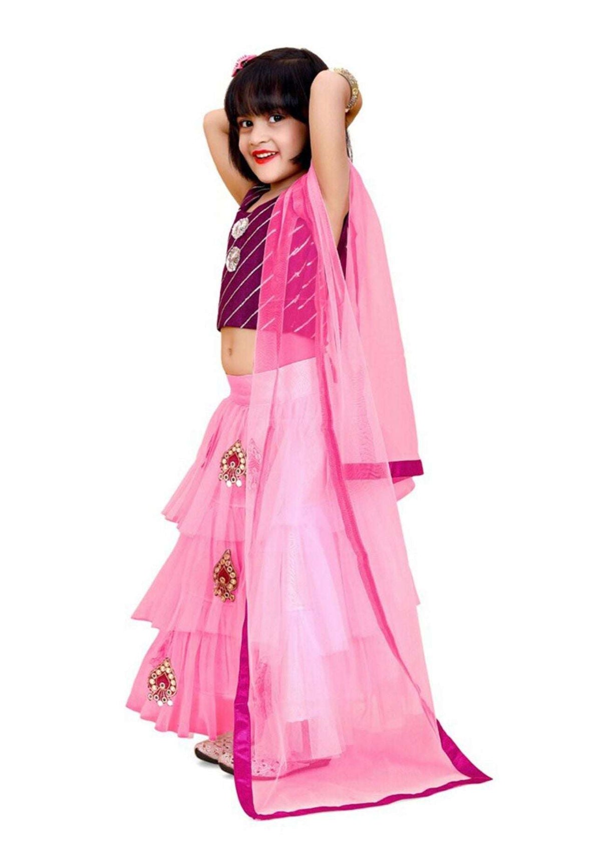 Lehenga & Blouse With Dupatta Embroidered in Belgium