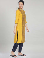 Women Yellow Ethnic Motifs Printed Kurta