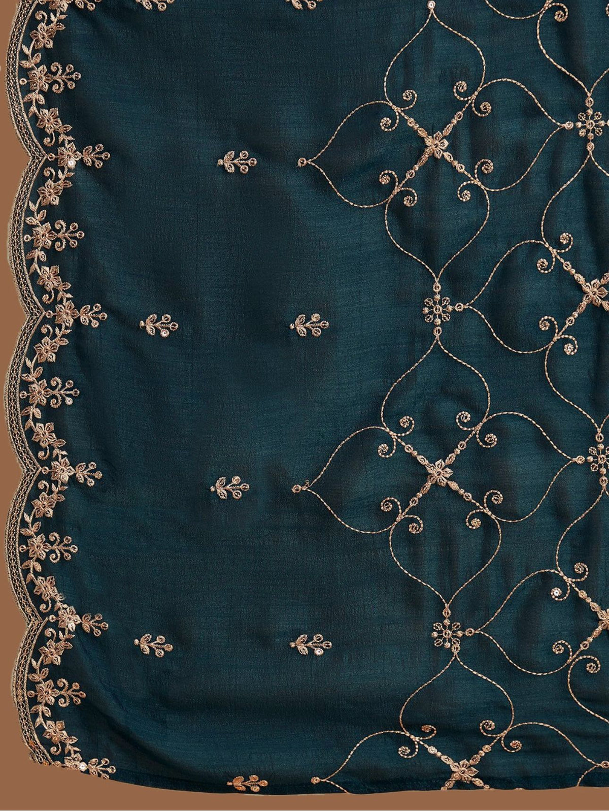 Yoke Design Sequinned Straight Kurta with Trousers & With Dupatta