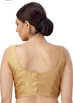 Women's Readymade Art Silk Sleeveless Saree Blouse(Golden)