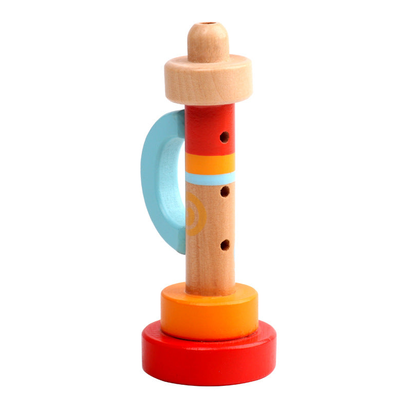 Kleine Kindertröte Trompete aus Holz für Kinder ab 3 Jahre – Blasinstrument im Harmonika-Stil