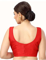 Women's Readymade Art Silk Sleeveless Saree Blouse(Red)