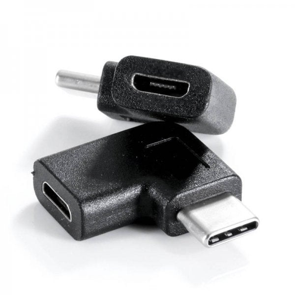 USB 3.1 Adapter Typ C Stecker zu 2.0 Micro B Buchse Winkel Kabel in Schwarz | System-S