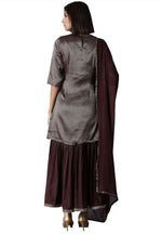 Dark Purple kurta-Sharara-Dupatta Set