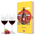 Stölzle Lausitz Weingläser "Sundowner Vino Design" mit Namen inkl. bedruckter Holzkiste