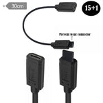 USB 3.1 Gen 2 Typ C Kabel 30 cm Stecker zu Buchse 10 Gbit/s 100W Kratz Schutz Winkel | System-S