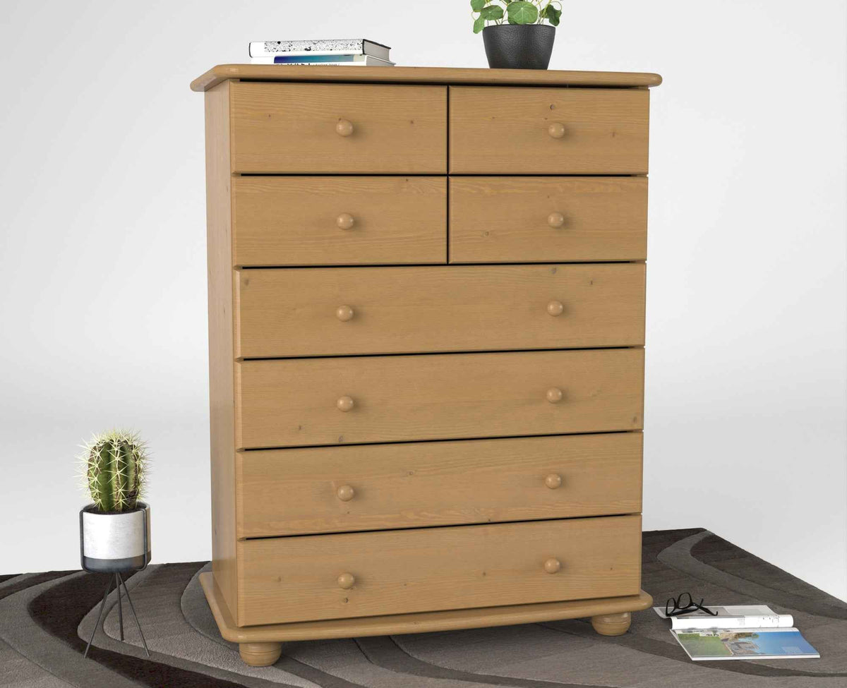 Anika Bio Kiefer Massivholz Kommode 8-Schubladen aus 100% Bio Kiefer