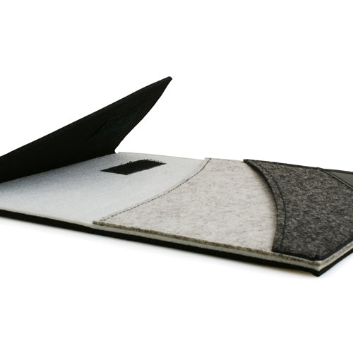 Kunst Filz Tasche Hülle Sleeve in Schwarz Grau für 10 Zoll Tablets | System-S