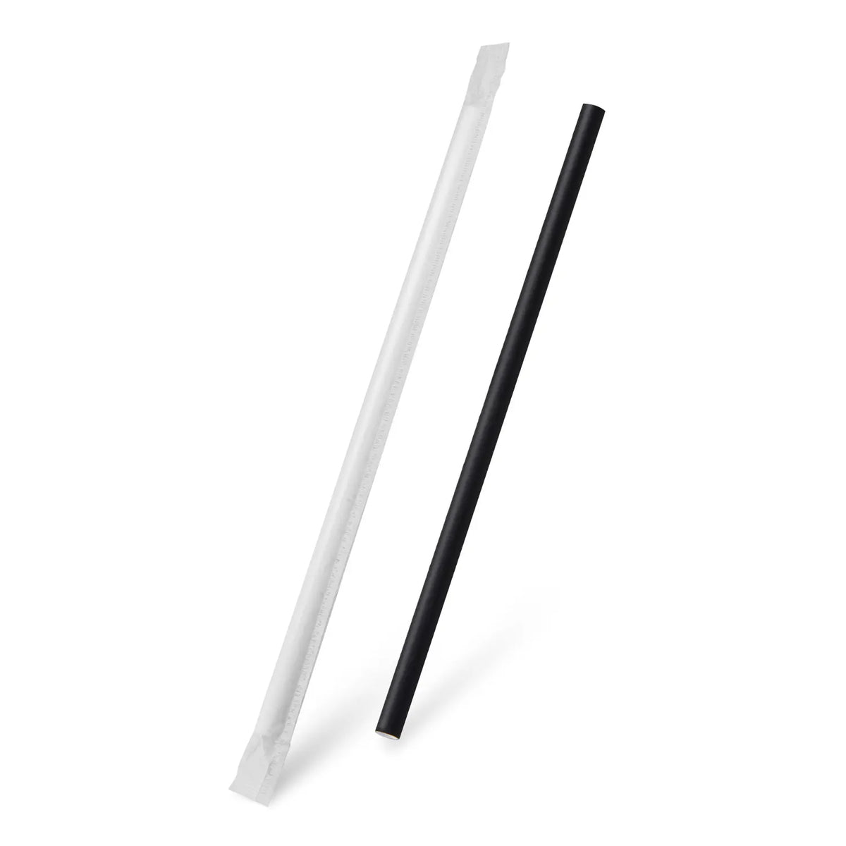 Papiertrinkhalm schwarz `JUMBO` Ø8mm x 25cm einzeln verpackt