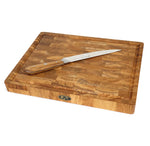 Stirnholz Schneidebrett Eiche 40x30x4cm – Mit Saftrille & Griffen