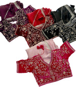 Jimmy Choo Organza Saree with Embroidered Stitched  blouse(Purple)