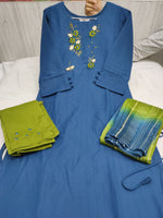Chinon Weaving With Embroidery & Handwork With Full Inner(Work: Embroidery & Handwork)