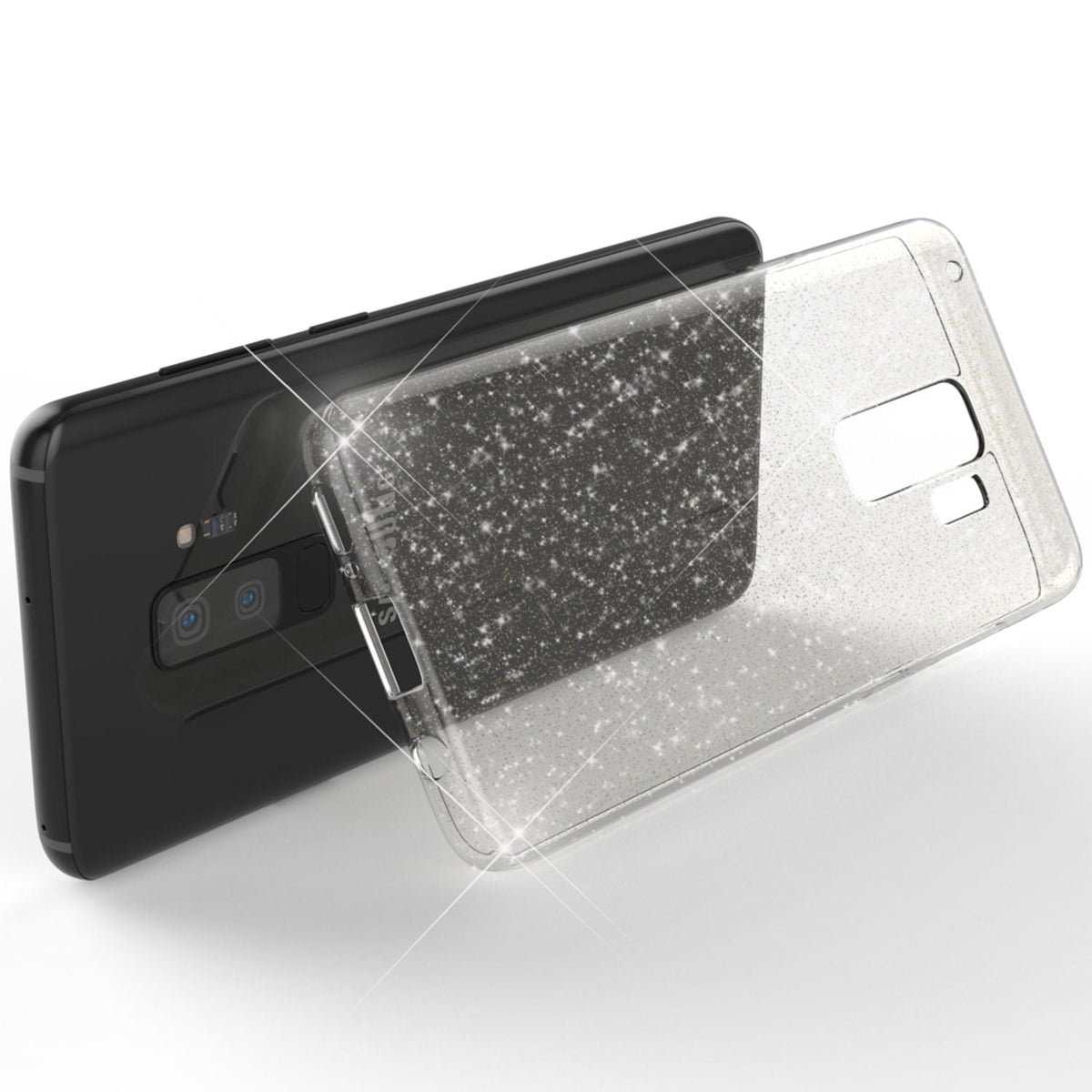 NALIA Glitzerhülle für Samsung Galaxy S9 Plus – Funkelndes Silikon Case – DAZZLIN (Transparent & Stoßfest) – Marke aus Berlin