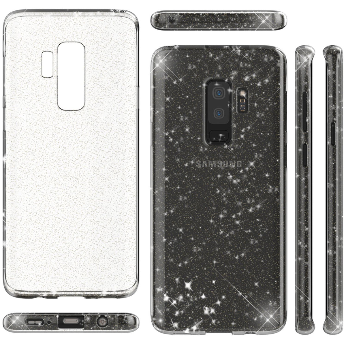NALIA Glitzerhülle für Samsung Galaxy S9 Plus – Funkelndes Silikon Case – DAZZLIN (Transparent & Stoßfest) – Marke aus Berlin