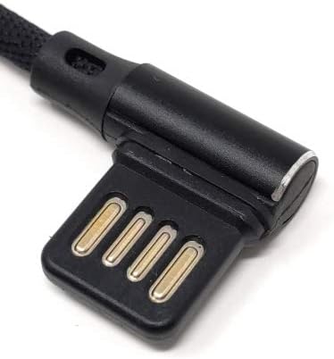 Micro USB Nylon Kabel links gewinkelt auf umkehrbarer USB Schnittstelle Typ A 2.0 in Schwarz 98 cm | System-S
