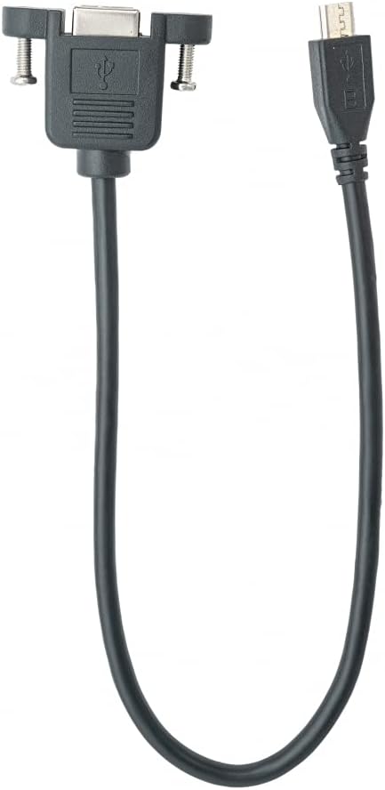 USB 2.0 Kabel 30cm Typ B Buchse zu Micro Stecker mit Schraube in Schwarz | System-S