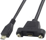 Micro USB Panel Mount Micro USB Stecker zu Micro USB Buchse mit Screw Nuts 50cm | System-S
