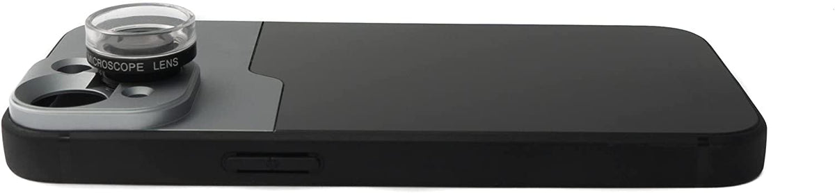 Makro Linse 30x Mikroskop Filter mit Hülle in Schwarz für iPhone 14 | System-S