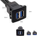 Dual USB A 3.0 Buchse auf 2x USB A 3.0 Stecker Verlängerungskabel Einbaubuchse 100cm | System-S