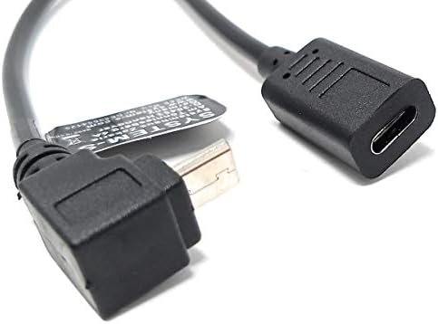 USB 3.1 Kabel 25 cm Typ C Buchse zu Micro B Stecker Winkel Adapter in Schwarz | System-S