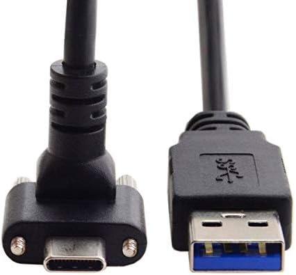 USB 3.1 Kabel 8 m Typ C Stecker zu 3.0 Typ A Stecker Schraube Winkel Schwarz | System-S