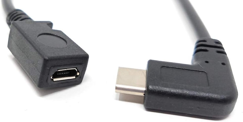 USB 3.1 Kabel 20 cm Typ C Stecker zu 2.0 Micro B Buchse in Schwarz | System-S